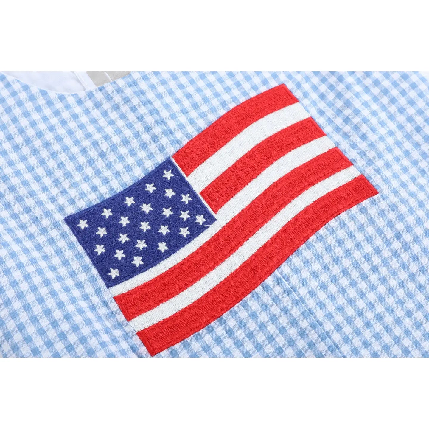 Gingham American Flag Shortalls