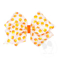 King Candy Corn Print Sequin Hair Bow