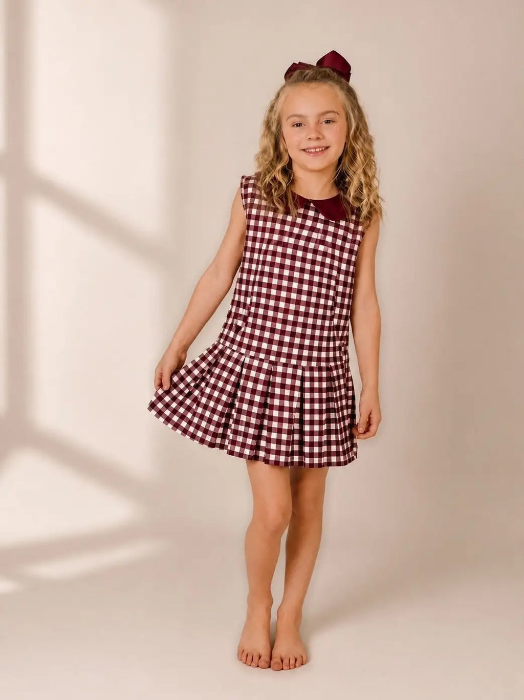 Maroon Gingham Gameday Dress