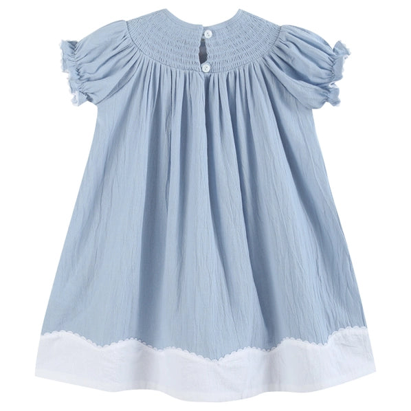 Light Blue Nativity Smocked Bishop Dress