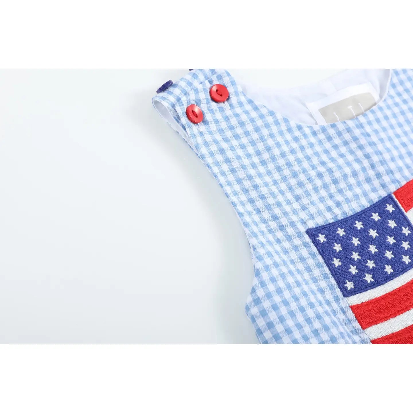 Gingham American Flag Shortalls