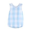 Large Blue Check Bubble Romper