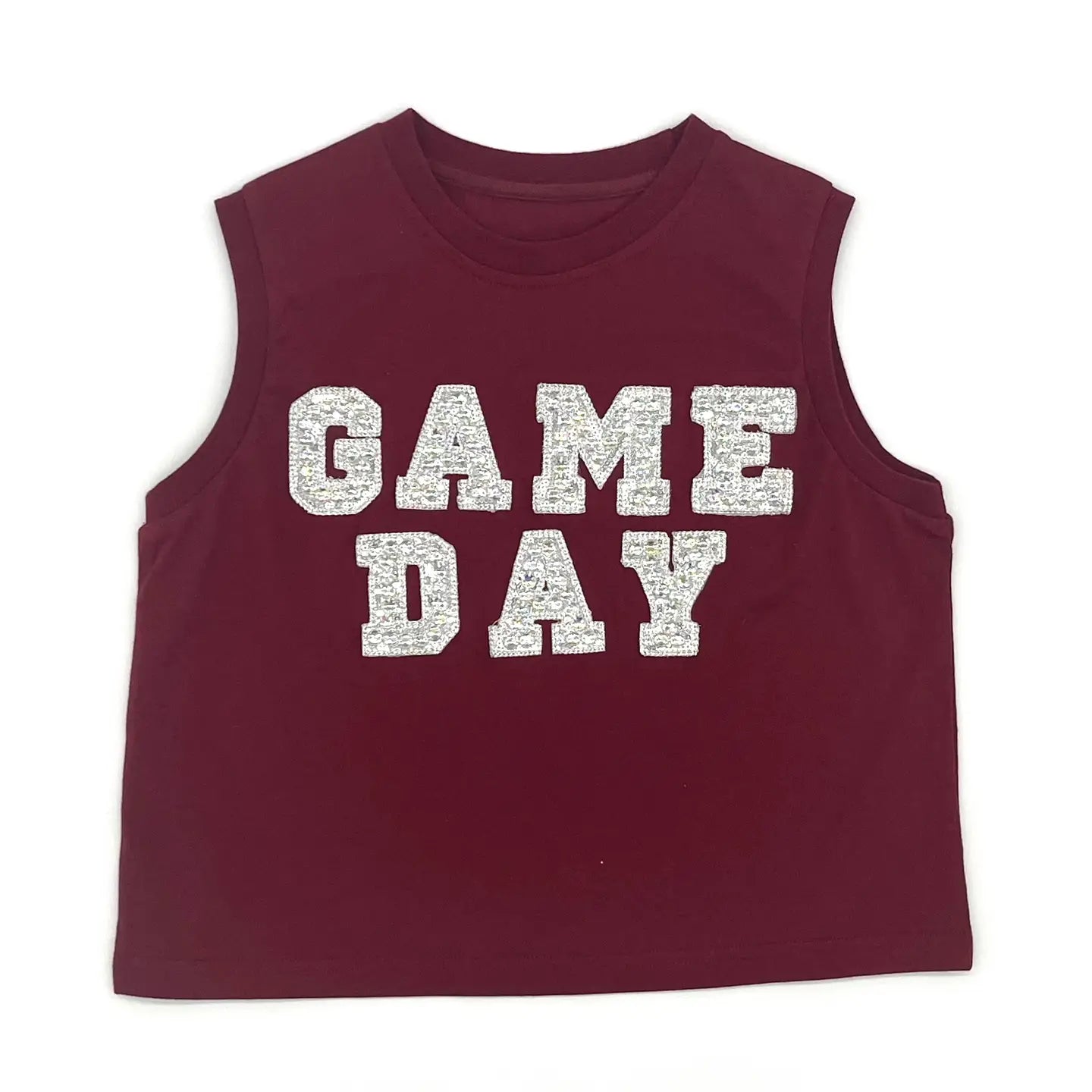 Sequin Game Day Maroon Tank