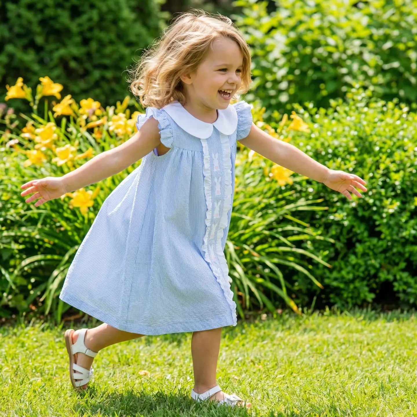 Easter Bunny Ruffle Yoke Dress