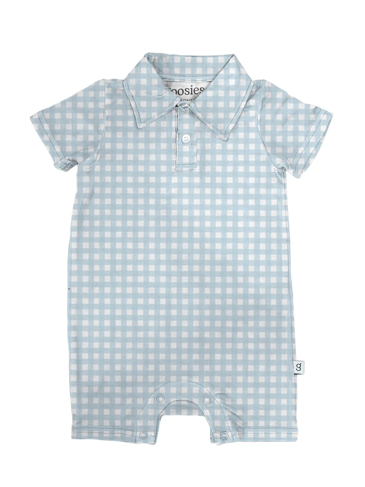 Blue Gingham Polo Romper