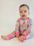 Flower Fields-Convertible Zip Pajamas