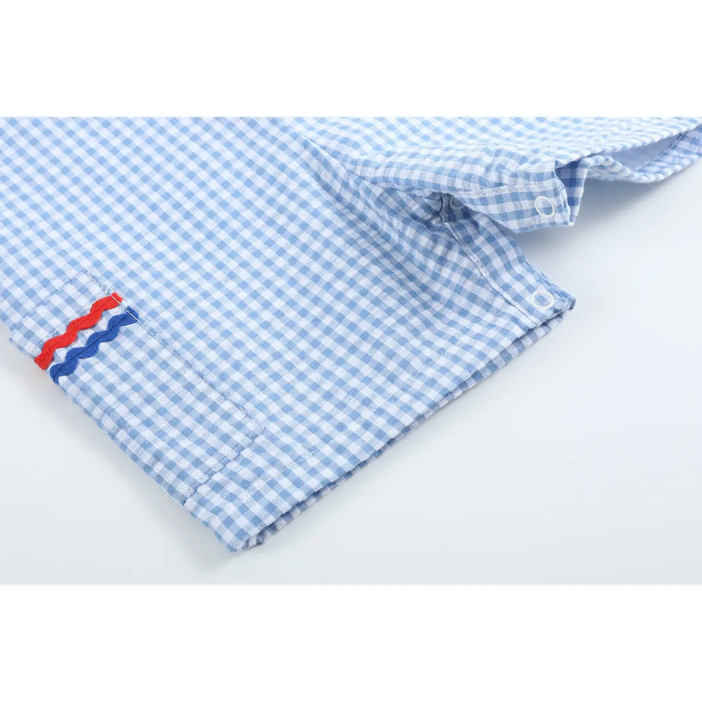 Gingham American Flag Shortalls