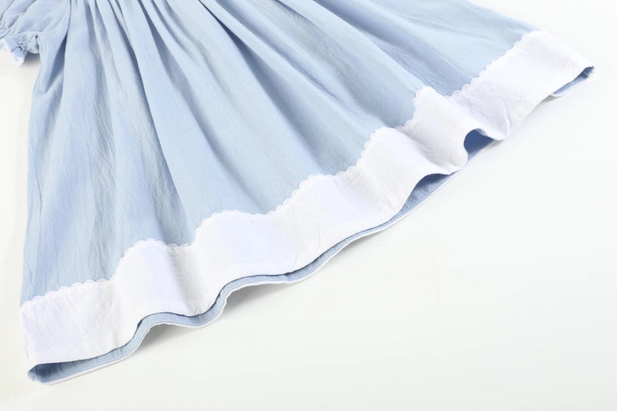 Light Blue Nativity Smocked Bishop Dress