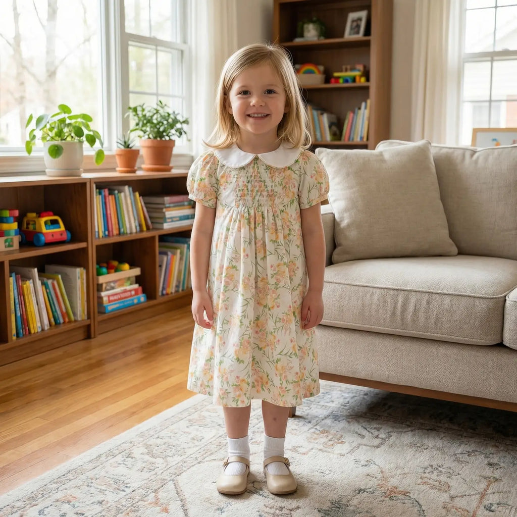 Floral Smocked Collared Dress