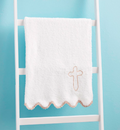 White Cross Scallop Blanket