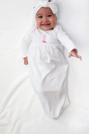 Pip Embroidered Gown -Pink Boot