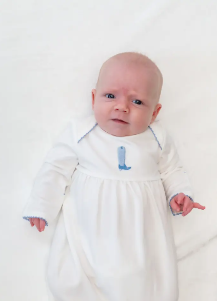 Pip Embroidered Gown -Blue Boot