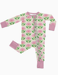 Pink Block Print Flowers Pajamas