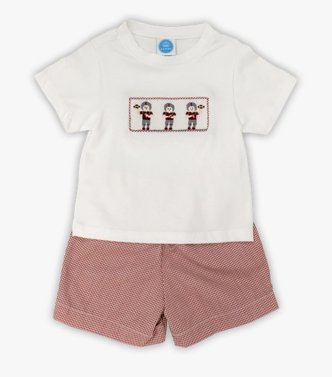 Maroon Smocked FB Players Short Set