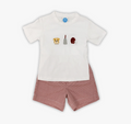 Maroon Gingham Spirit Embroidered Short Set