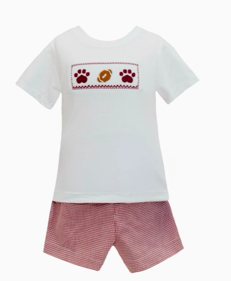 Maroon Trio Smock Short Set