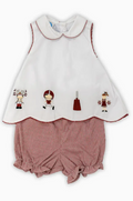 Maroon Embroidered Scallop Bloomer Set