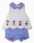 Gingham Embroidered Scallop Bloomer Set
