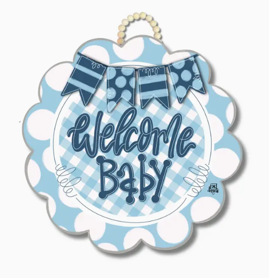 Blue Scallop Welcome Baby Hanger