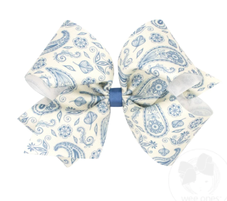 King Blue Paisley Bow