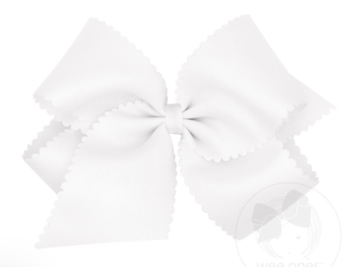 King Scalloped White Bow