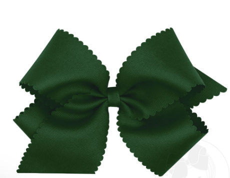 King Scalloped Dark Green Bow