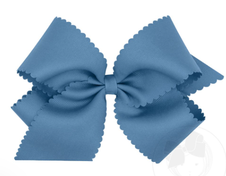 King Scalloped Smoke Blue Bow