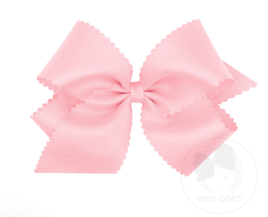 King Scalloped LT Pink Bow