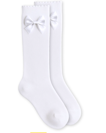 Knee High Scalloped Bow Socks