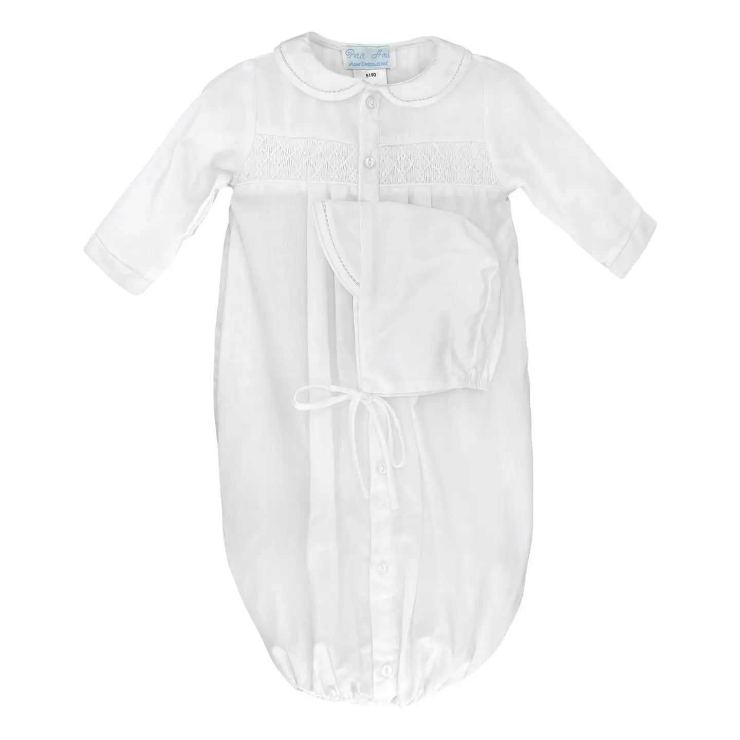 White Newborn Smocked Gown