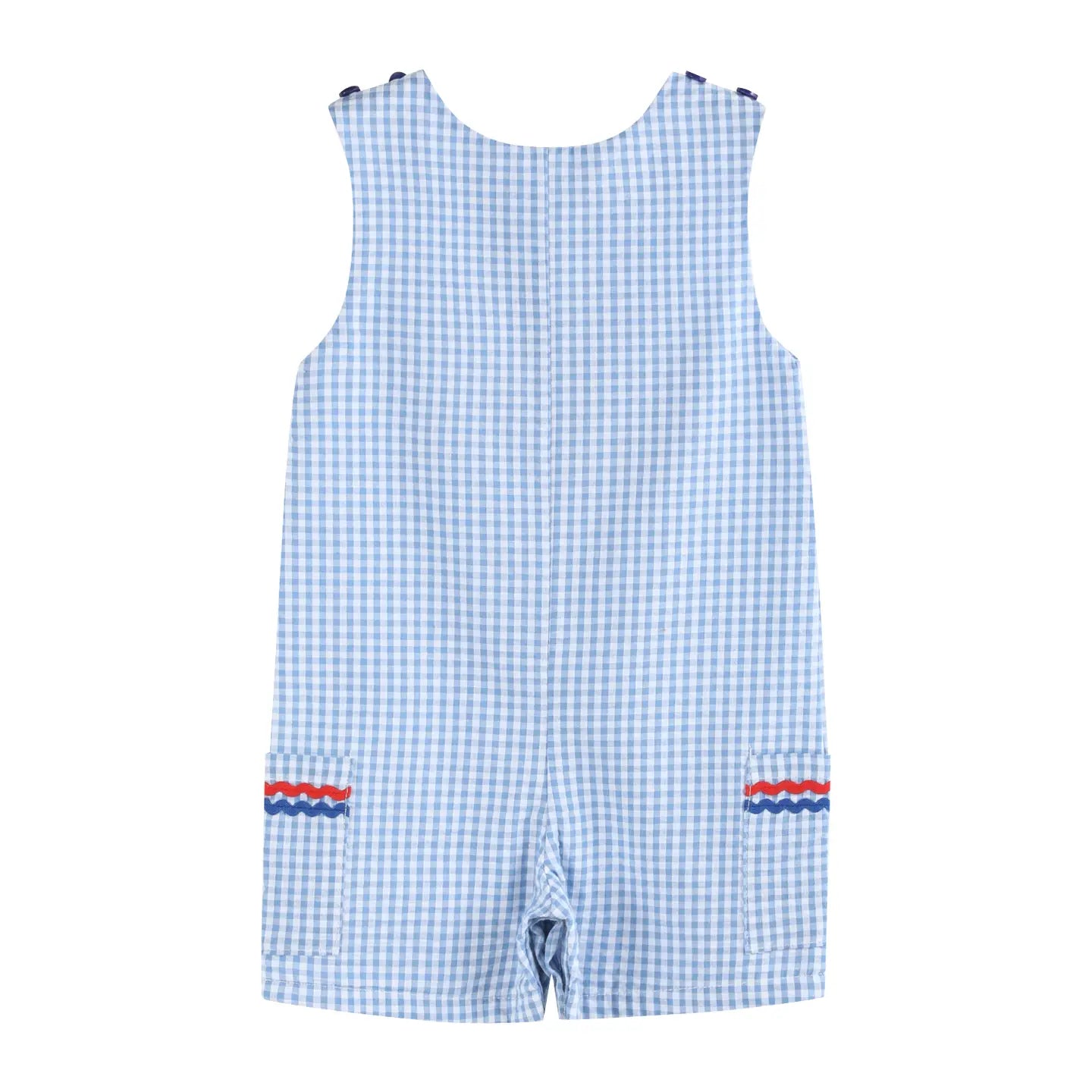 Gingham American Flag Shortalls