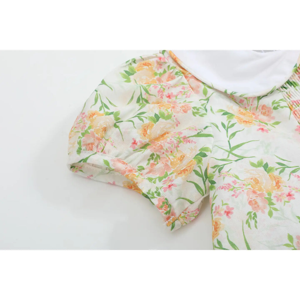 Floral Smocked Collared Dress
