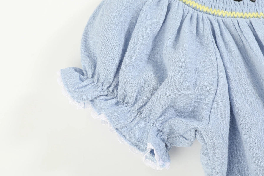 Light Blue Nativity Smocked Bishop Dress