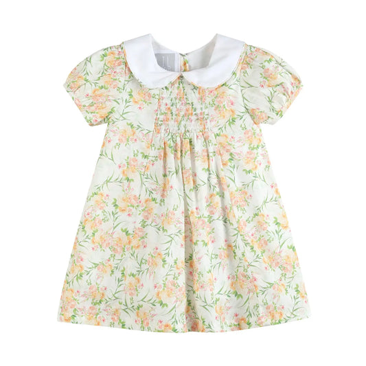 Floral Smocked Collared Dress