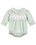 Sage Green Pumpkin Smocked Ruffle Romper